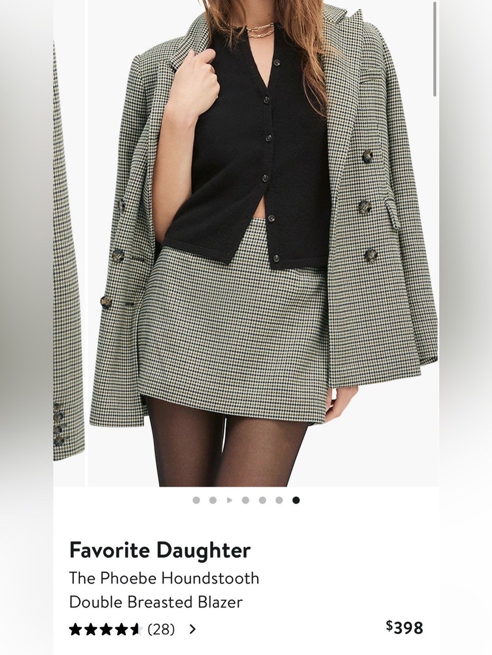Favorite Daughter Blazer in Black & White Houndstooth